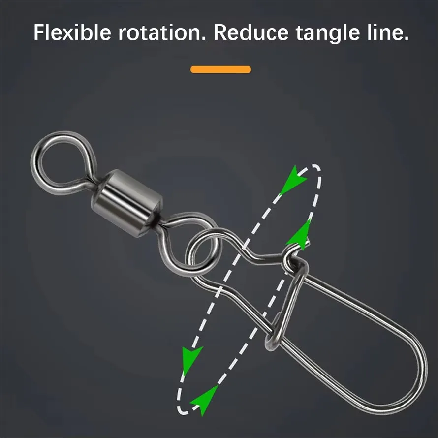 Pasador conector de pesca de acero inoxidable, pasadores giratorios con rodamiento, accesorios para aparejos de pesca, 1 # -12 # , 30 piezas - imagen 4