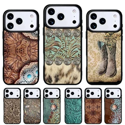 Funda de cuero rústico western para iPhone 13 Pro Max