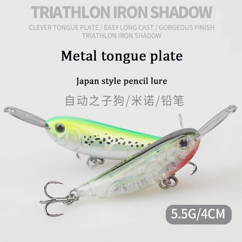 Lápiz de pececillo que se hunde Wobbler, 4cm, 5,5g, labio de Metal, Wobbler, trucha, agua salada, cebo duro Artificial, aparejos de pesca