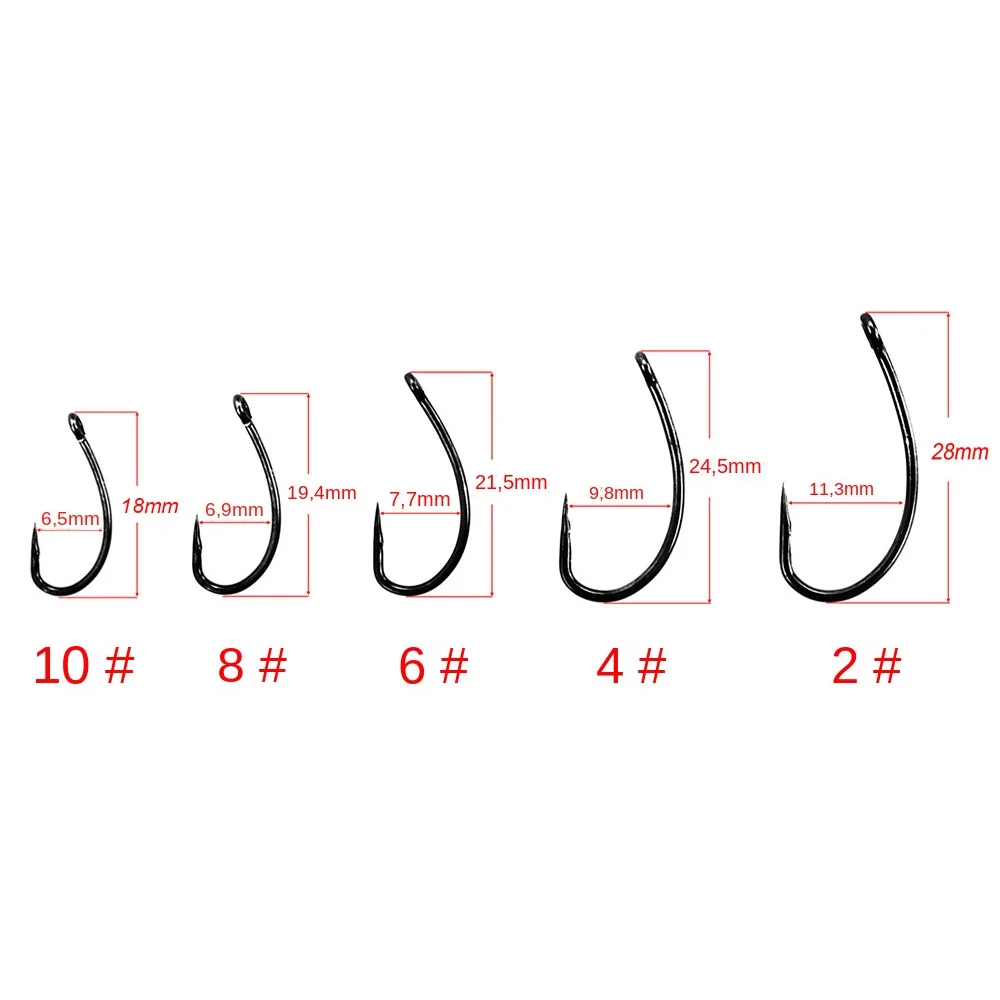 50 Uds. Anzuelos de pesca de carpa con revestimiento sin púas, anzuelos de acero rico en carbono 8004 - imagen 2