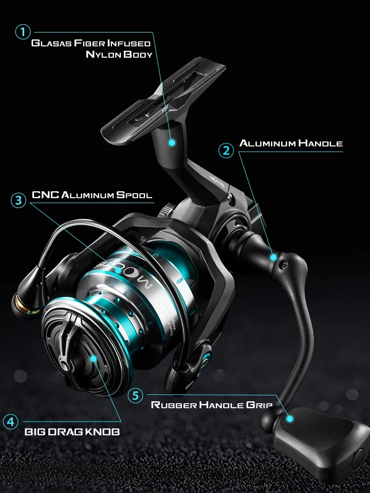 MIFINE MOCTIS-Carrete de pesca ultraligero con carrete de aluminio de repuesto, relación de engranaje, ruedas con sistema de arrastre premium, 7 + 1BB, 5,1:1 - imagen 3