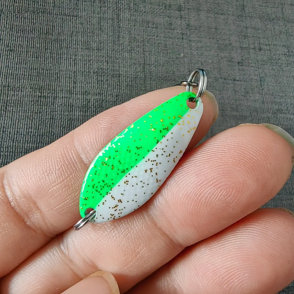 MUKUN-Mini señuelo de pesca con cuchara de Metal, 5 uds., 3g, 3CM, cebo de latón colorido para área de corriente de agua dulce, trucha, perca, aparejos de salmón