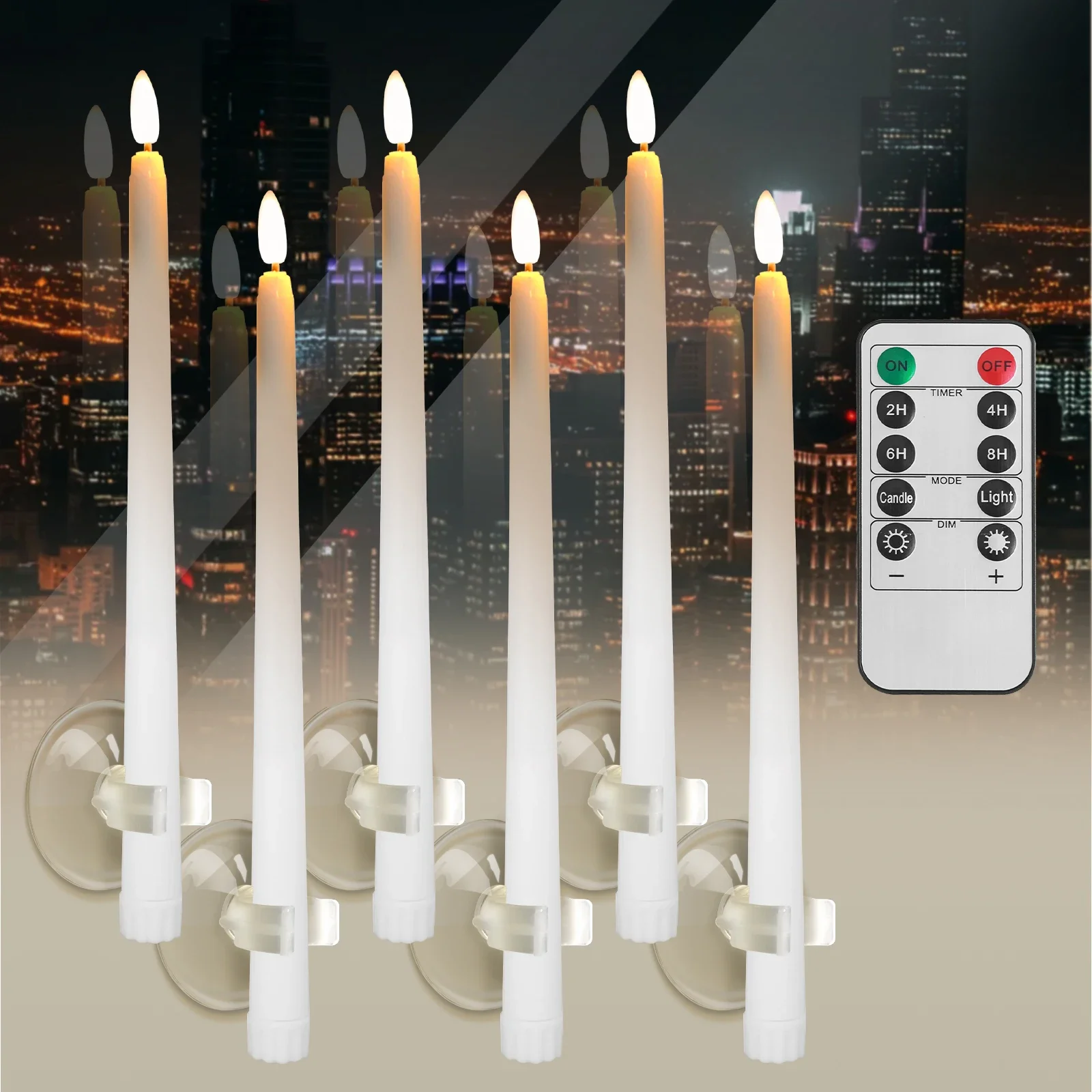 Velas de ventana con ventosas, vela electrónica LED parpadeante, candelabros de Navidad, velas cónicas Led sin llama, 6/12 piezas - imagen 5