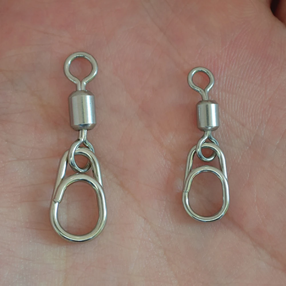 50 Uds. Conectores terminales de aparejos de Pesca de agua salada, todos los giratorios de doble rodamiento de acero inoxidable, Pin ovalado, accesorios de Pesca - imagen 5