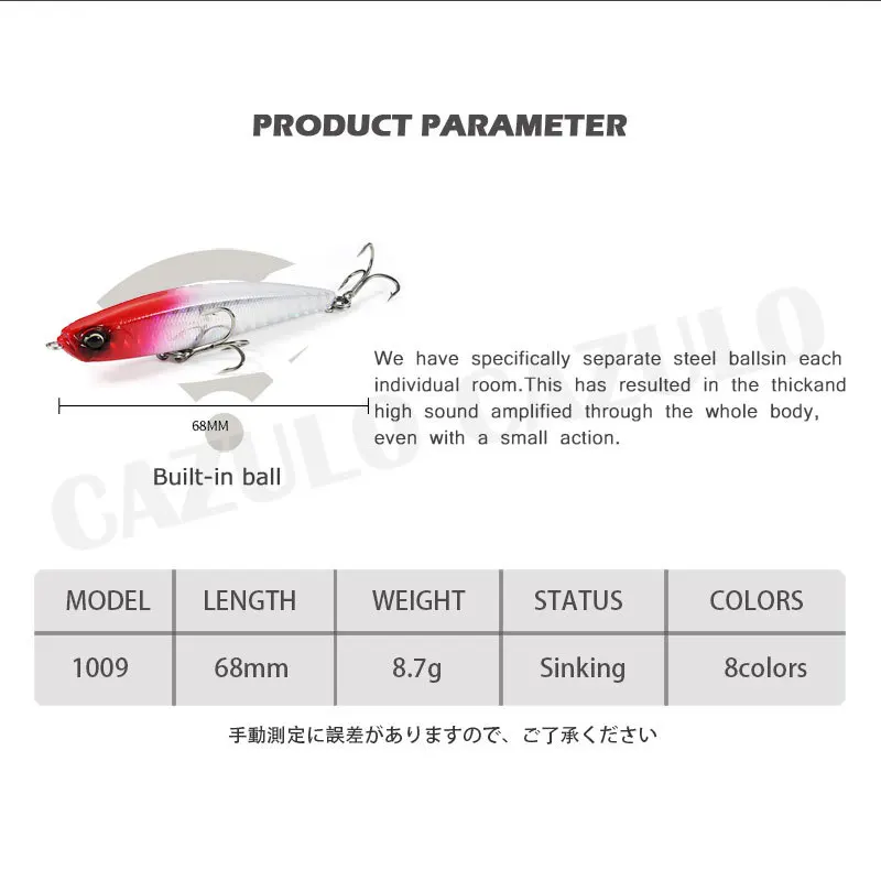 Lápiz De hundimiento lento, señuelo De Pesca De largo alcance, 8,7g, 68mm, Isca, Artificial, Macro, Accesorios De Pesca, herramienta Leurre - imagen 4