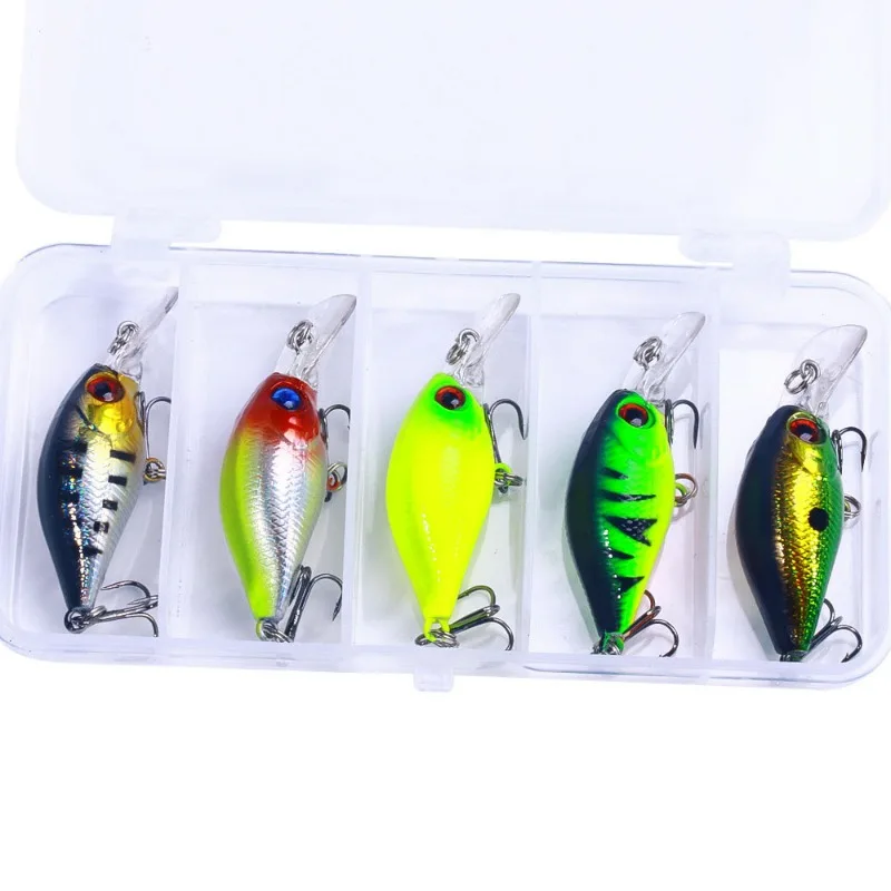 Kit de Señuelos de Pesca de plástico, cebos de manivela de 4,2g/5cm, Wobblers, Crankbait, aparejos de lubina, Spinners para pesca, 5 unidades por lote - imagen 4