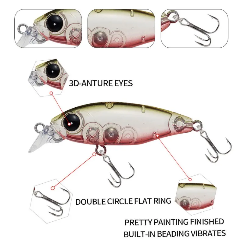 Señuelo Flotante Minnow con Ojos 3D y Rayas Blancas para Agua Dulce - imagen 3