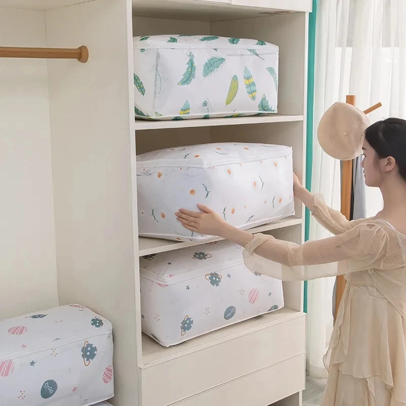 Gran oferta, bolsa de almacenamiento de edredón plegable con estampado de plumas, ropa para el hogar, edredón, almohada, manta, bolsa de almacenamiento, bolsa organizadora de equipaje de viaje, 1 ud. - imagen 5