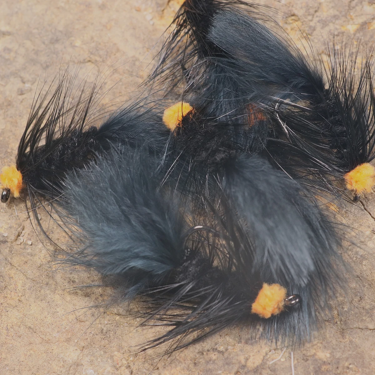 Wifreo 10PCS # 6 cebo para insectos de pesca con mosca, huevo naranja, chupar sanguijuela, serpentina lanuda, mosca, ninfa Artificial, Marabú Negro, Flashabou - imagen 5