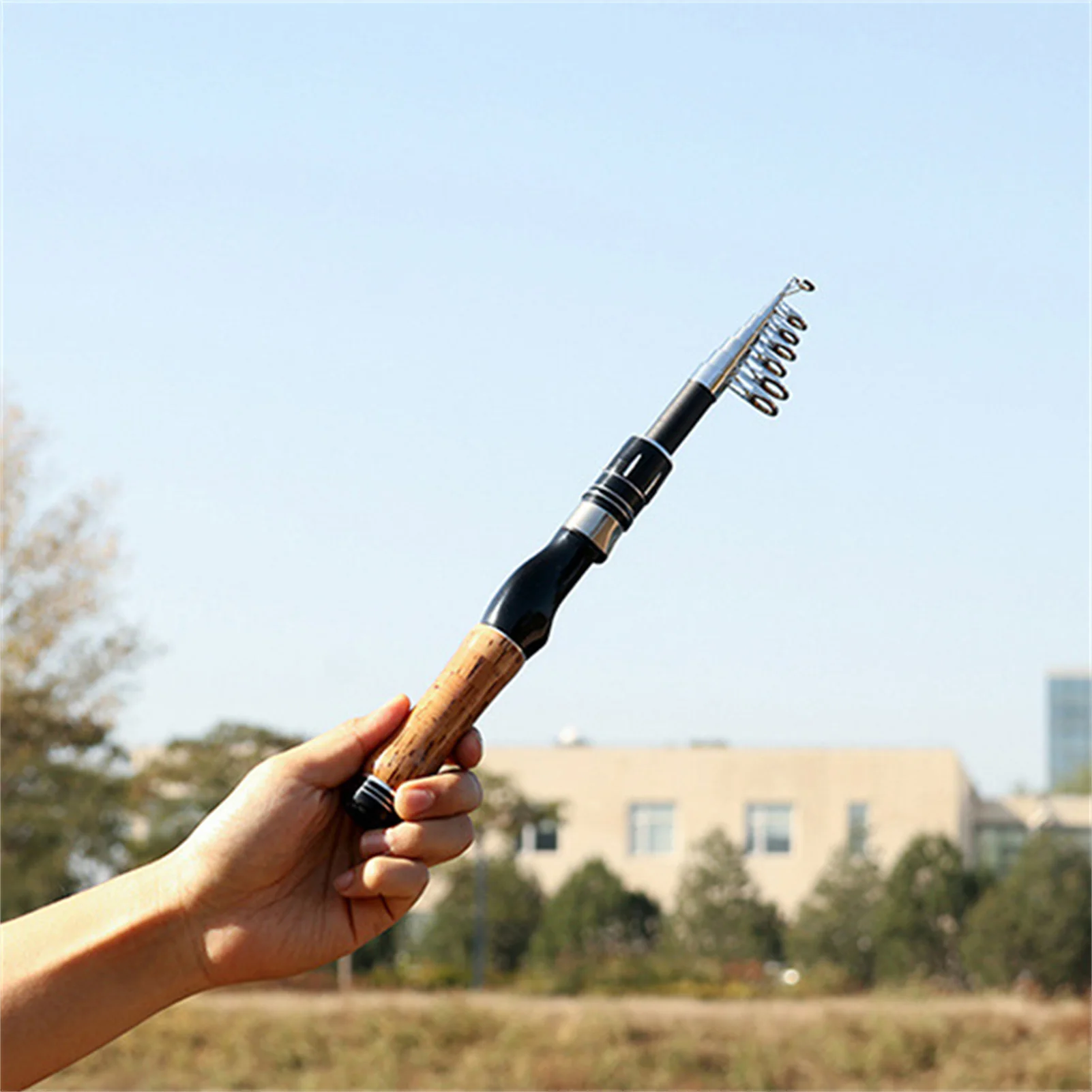 Caña de pescar telescópica de 1,6/1,8 m, caña de mar portátil ultracorta de 34cm, caña de mano duradera de fibra de carbono, accesorios de pesca al aire libre