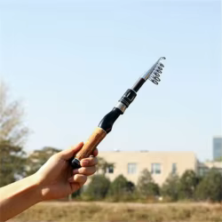 Caña de pescar telescópica de 1,6/1,8 m, caña de mar portátil ultracorta de 34cm, caña de mano duradera de fibra de carbono, accesorios de pesca al aire libre