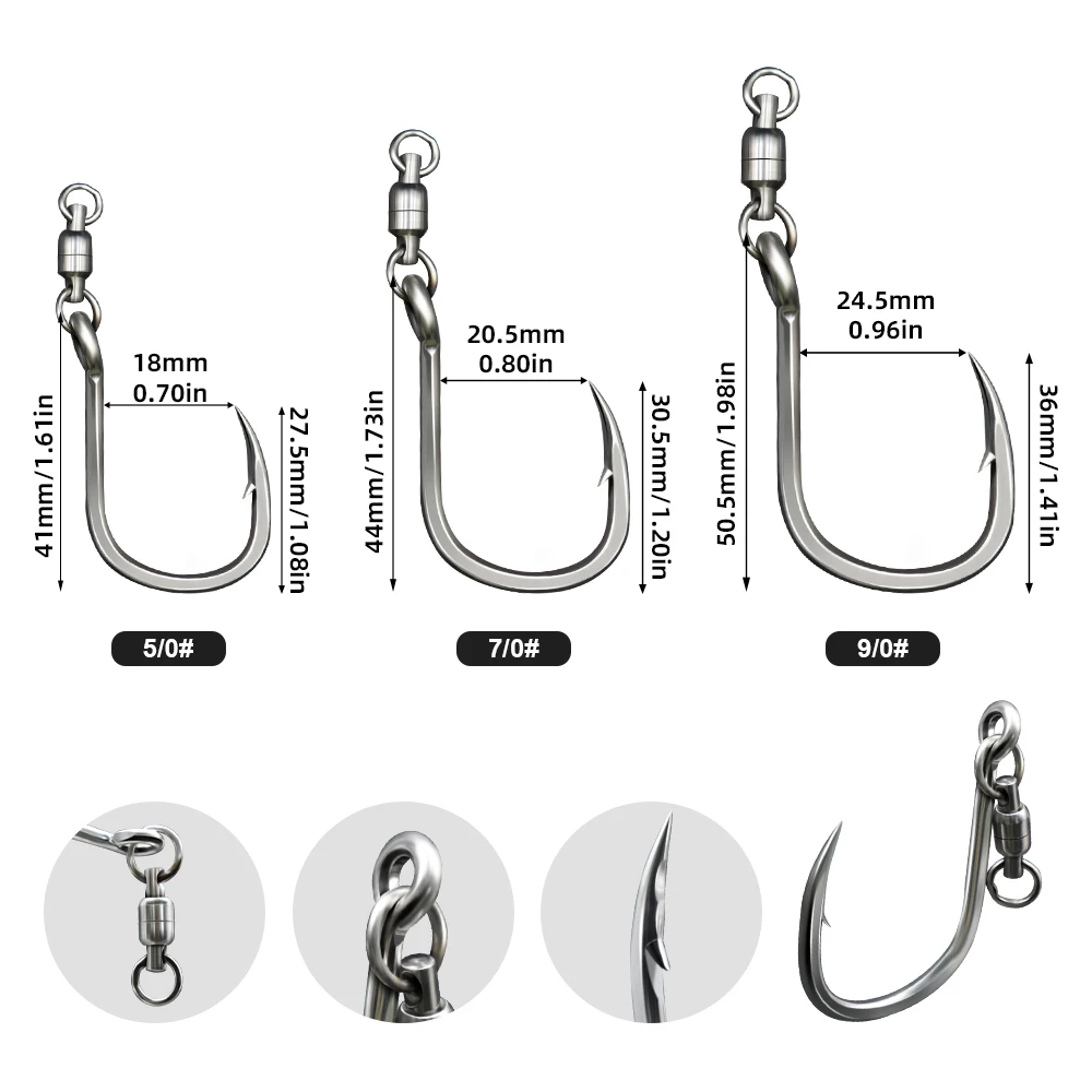Anzuelo con doble rodamiento giratorio BKK8062 – Pesca marina - imagen 2