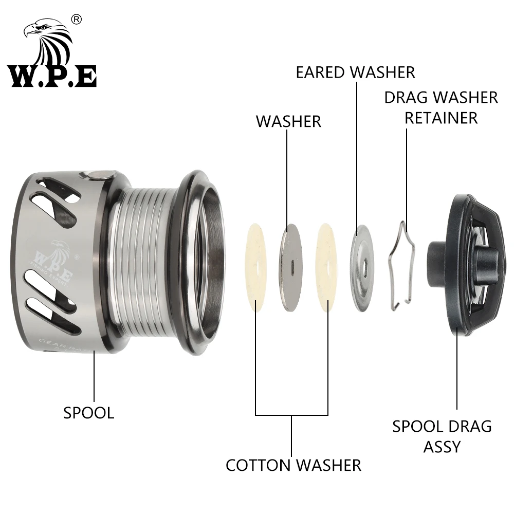 W.P.E LS-carrete de pesca giratorio 800S/1000S, carrete de cuerpo ligero, 5 + 1, rodamientos de bolas 4,8: 1/5, 1:1, relación de engranaje, carrete de línea de Metal - imagen 2