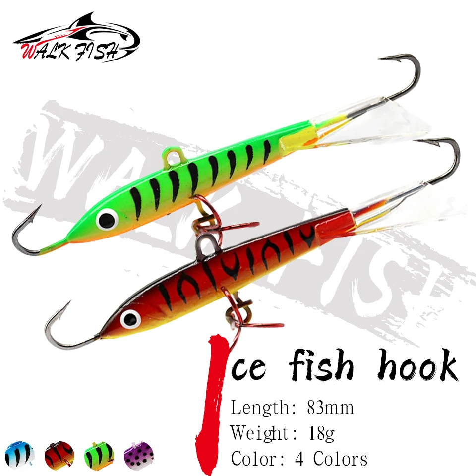 WALK FISH-señuelo de pesca en hielo, 1 Uds., 83mm, 18g, gran equilibrio, cebo falso, Mini cebos artificiales de plomo de Metal, pesca de lubina de agua dulce