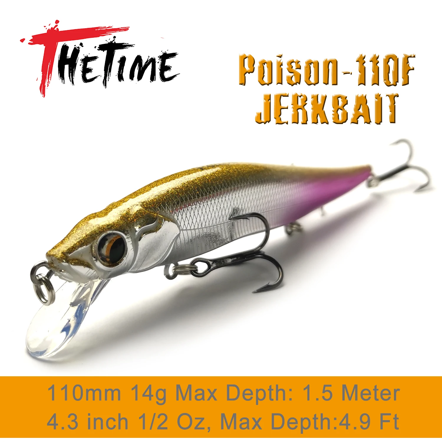 Thetime PS110F 14g cebo de pececillo flotante lento Jerkbait Wobbler pesca Artificial señuelo duro aparejos Wobblers para Lucio y perca - imagen 3