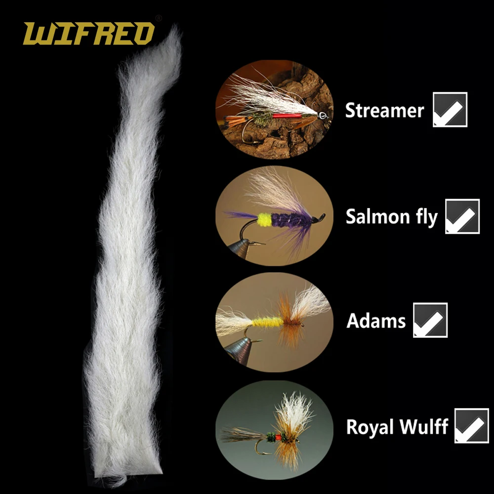 Wifreo-cola de becerro blanca, Material para atar moscas, poste de paracaídas real, fibra seca
