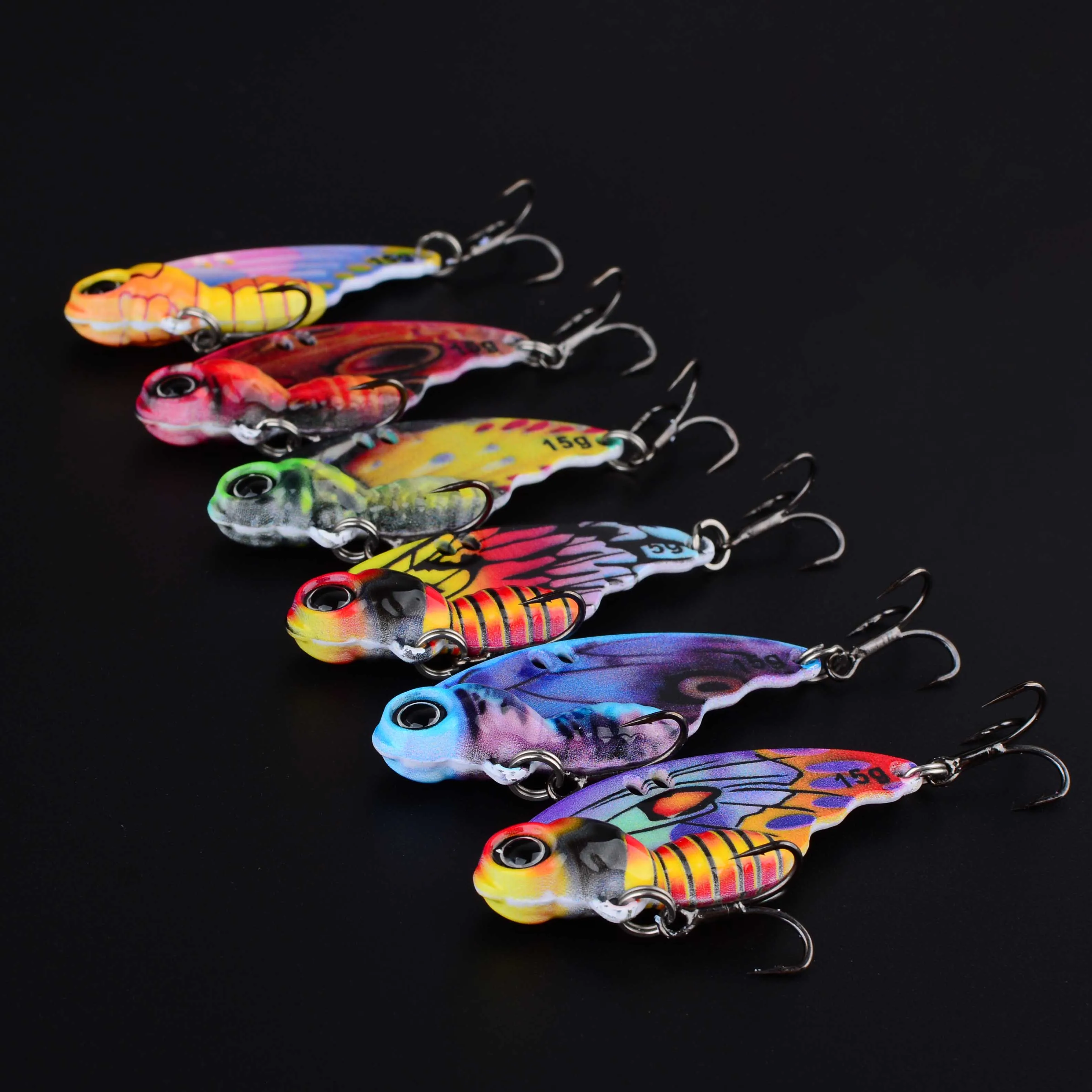 Señuelos de pesca VIB de Metal, cuchara vibratoria de mariposa, Crankbaits que se hunden, Wobbler, Swimbait, plantillas, aparejos de cebo Artificial, 6 uds. - imagen 5