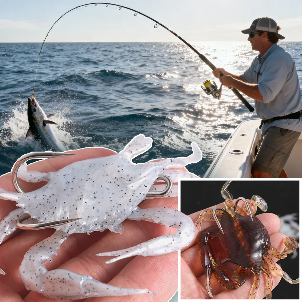 Señuelo cangrejo 3D biomimético con anzuelo para pesca de mar - imagen 5