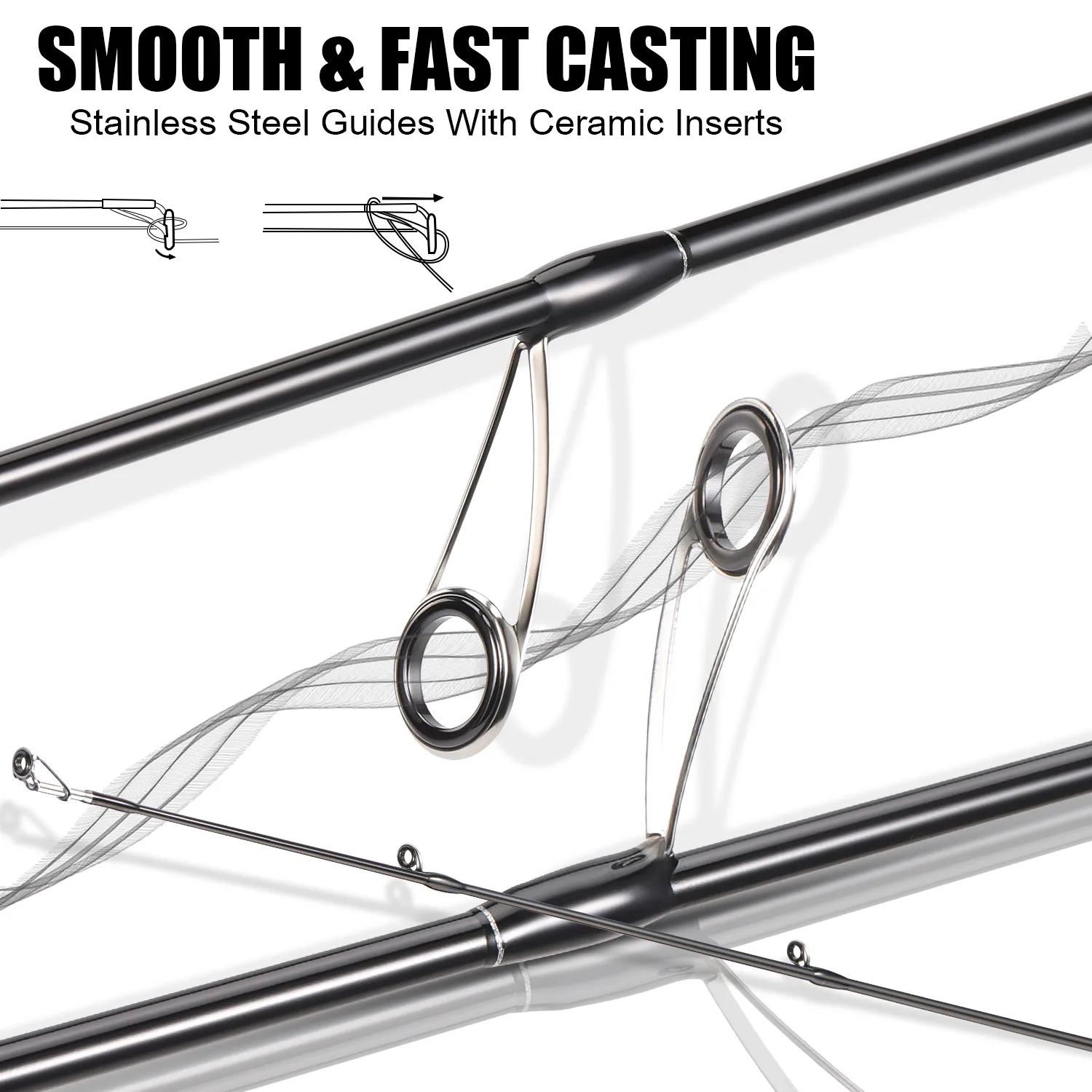 Sougayilang-caña de pescar giratoria de 2 secciones, señuelo giratorio de 180-210cm, pesca de agua dulce de trucha de lubina súper ligera y sensible - imagen 4