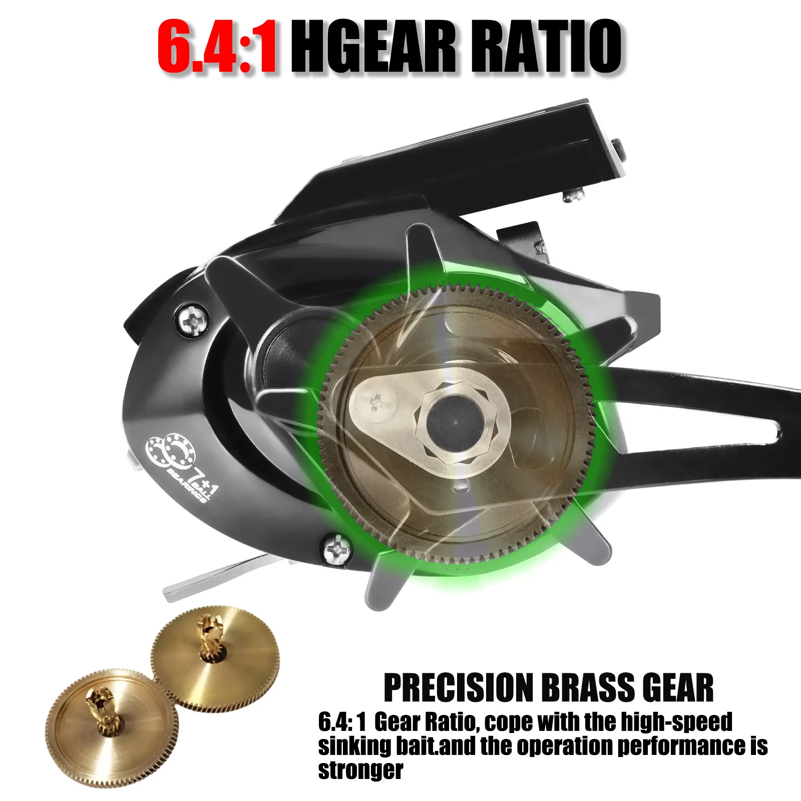 Luya Carrete pesca 6.4:1 rueda gota base metálica - imagen 3