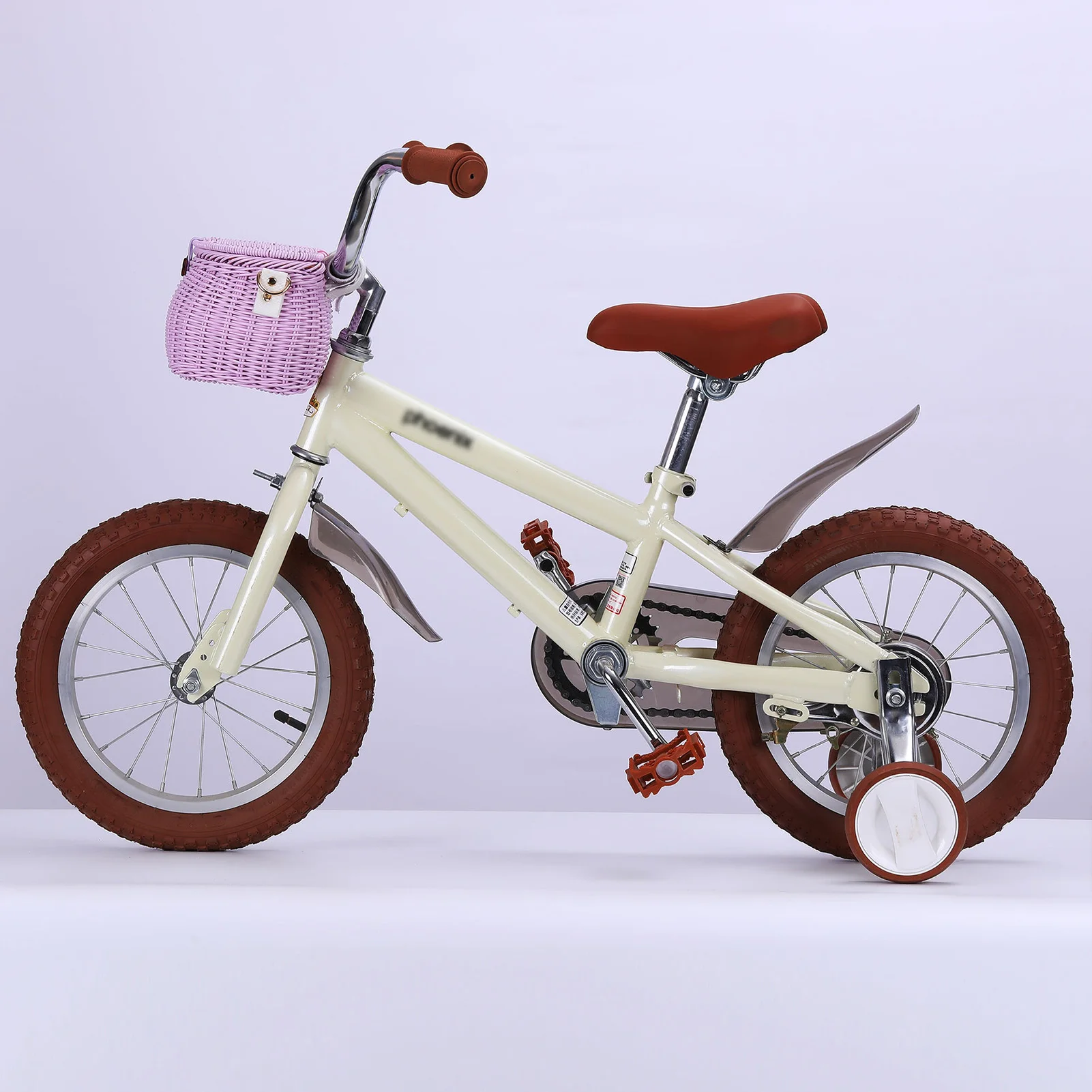 Cesta delantera bicicleta con tapa tejida a mano color macarrón - imagen 2