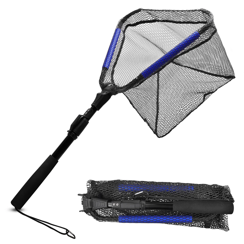 Esta red de pesca está diseñada para un uso fácil y eficiente con un mango plegable y una malla duradera