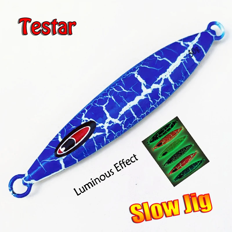 Testar plantilla de Metal luminosa 95mm 50gr Shore Jigging señuelo de Pesca brillante cabeza de Jigging plantilla lenta cebo de aguas profundas para Pesca de atún Kingfish - imagen 2