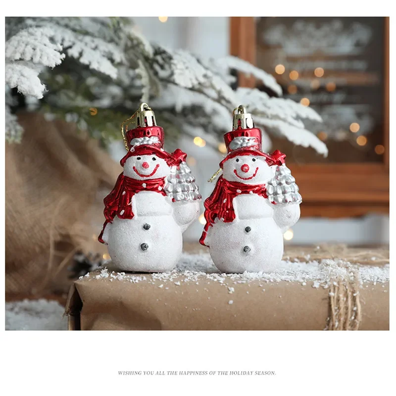 Adornos navideños para árbol de Navidad, 2 piezas, Papá Noel, helado, muñeco de nieve, casa, estrella, muleta, botas, adornos colgantes - imagen 2