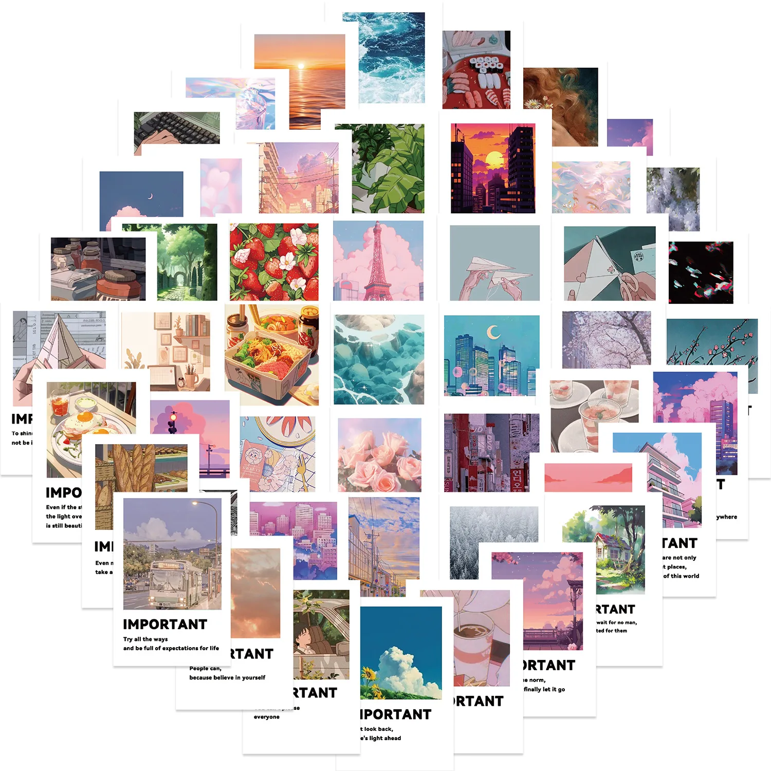 50 Uds palabras curativas importantes INS pegatinas de grafiti DIY teléfono guitarra portátil maleta taza pegatinas impermeables - imagen 2