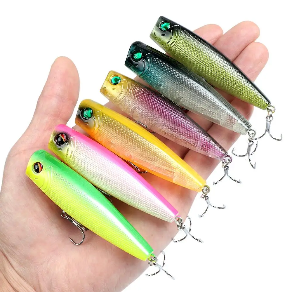 Señuelo de pesca 8cm/11g cebo duro Popper señuelo con anzuelo triple ojos 3D realistas Swimbait cebo de pesca Popper - imagen 4