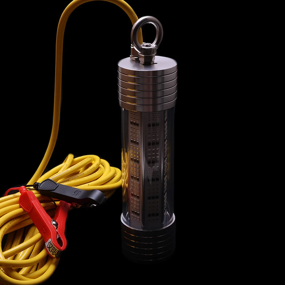 Equipo de pesca especial de noche, verde y blanco, 12V, 200W, luz de pesca nocturna impermeable subacuática de alta potencia, cebo sumergible - imagen 5