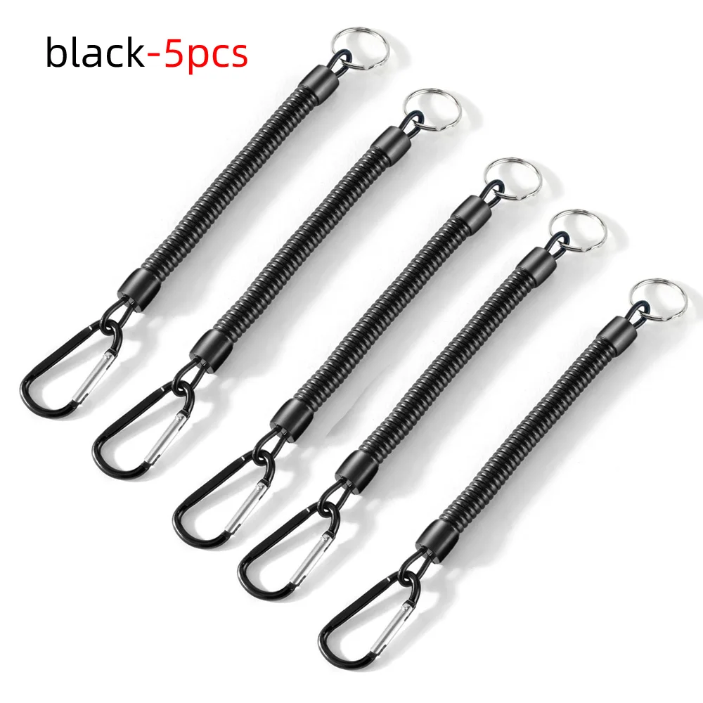 Cordones de pesca con mosquetón, cuerdas de navegación, soporte de cuerdas de retención, alicates, aparejos de pesca de labios para mantener seguro de caña de pescar, 5 uds.