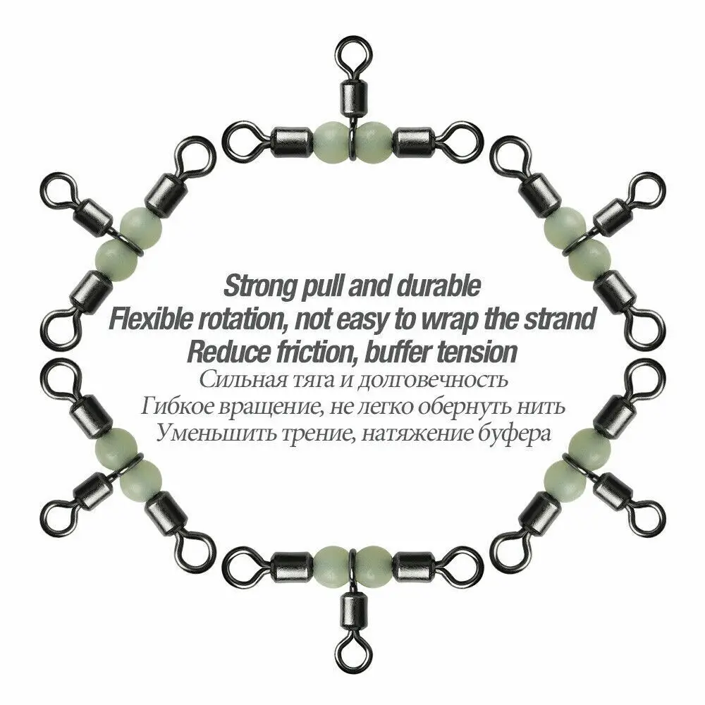 DORISEA 50 piezas conector giratorio de pesca de 3 vías giratorios de giro en T aparejos de pesca - imagen 5