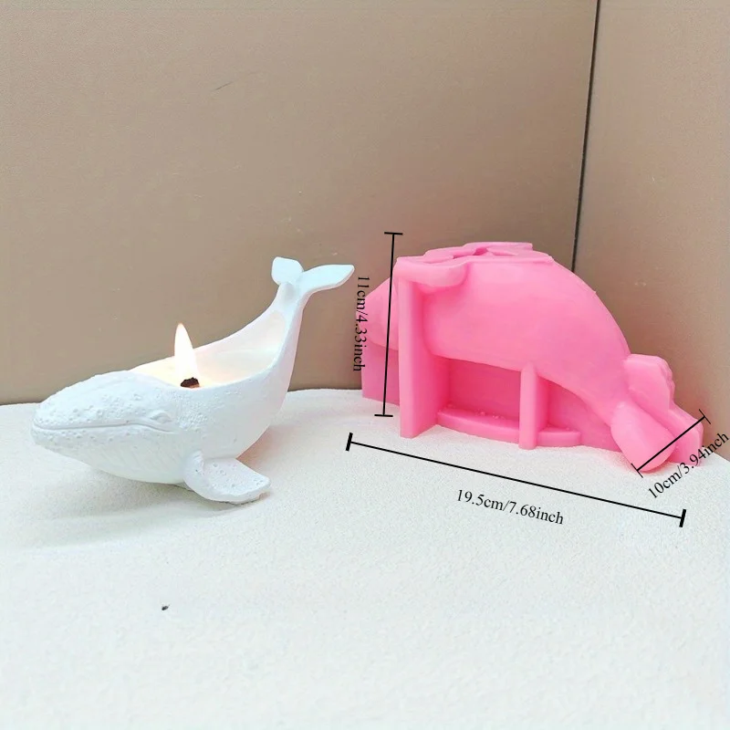 Maceta de planta suculenta de ballena grande, molde de silicona de resina, caja de almacenamiento de ballena de Animal marino, taza de vela, molde de yeso de cemento de hormigón - imagen 4