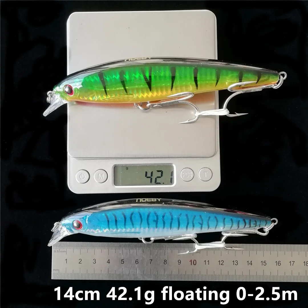 NOEBY-SEÑUELOS DE PESCA DE pececillos, cebos duros artificiales flotantes de 140mm y 39g para pesca en agua salada, 2 piezas - imagen 5