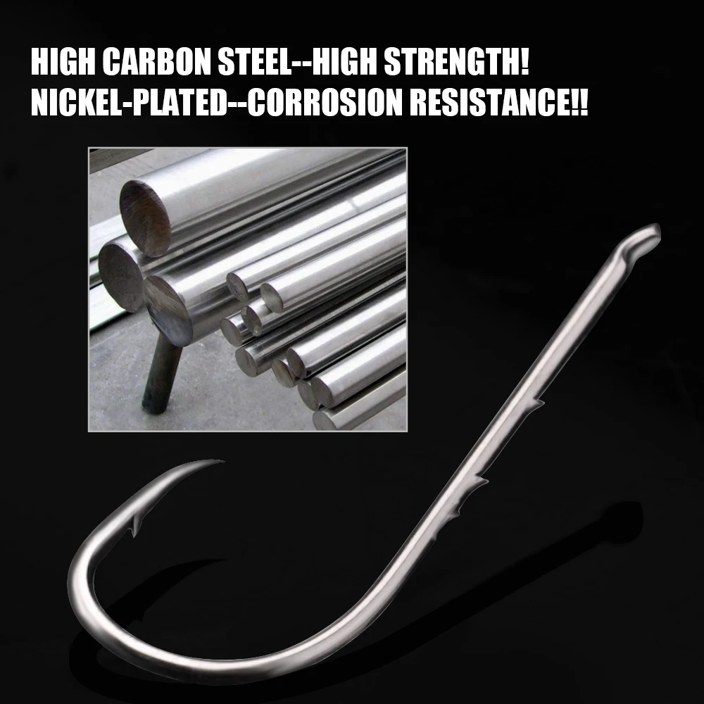 Anzuelos de pesca con púas de acero con alto contenido de carbono FTK con planos 1 # -10 #   Caja de aparejos de pesca con cabezal de anzuelo, accesorios de pesca de carpa, 100 Uds. - imagen 4