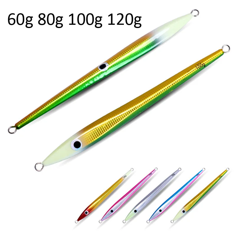 60g80g100g120g Jig cebo para peces luz nocturna de hundimiento rápido caballa plomo pescado mar pesca luz nocturna hundimiento rápido camino - imagen 5