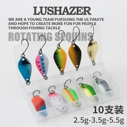 10 Uds 2,5g/3,5g/5g Kit de pesca Jig cuchara señuelo juego de cebo Metal duro Spinner Wobbler cuchara trucha lubina área pesca señuelo cuchara cebo