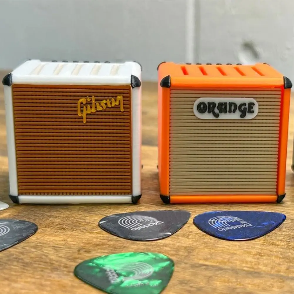 Soporte para púas de guitarra portátil de gran capacidad, altavoz con amplificador impreso en 3D a prueba de polvo, organizador de púas de guitarra, almacenamiento y exhibición de púas - imagen 2