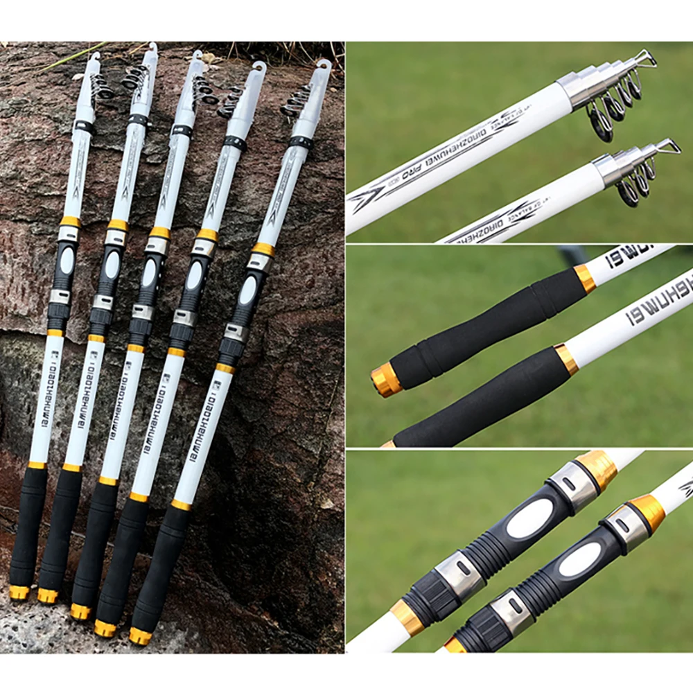 Caña de pescar telescópica para mar, caña de pescar portátil de fibra de carbono, FRP, 2,1 M-3,6 M - imagen 2