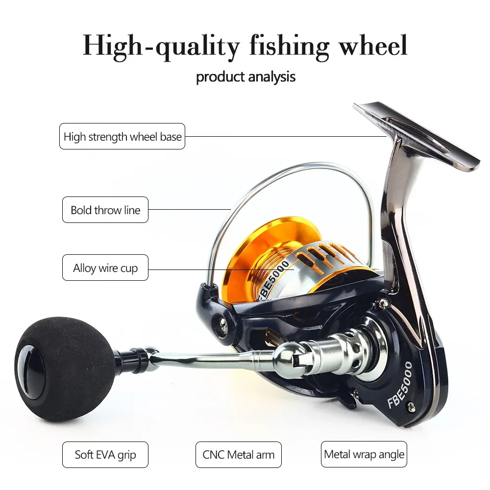 JOSBY-carrete de pesca giratorio, accesorio de Metal para carpa, alimentador de mar, bobina fija para caña de agua salada, 2000 ~ 7000 - imagen 2