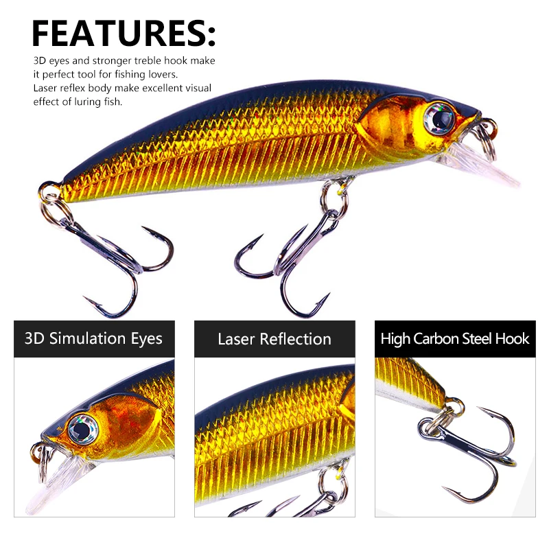 Newup-SEÑUELOS de Pesca para pececillos, Señuelos de Pesca de 6,9 cm-5g-8 # Jerkbait Bass Pike Carkbait Wobblers Swimbait cebo duro profesional - imagen 5