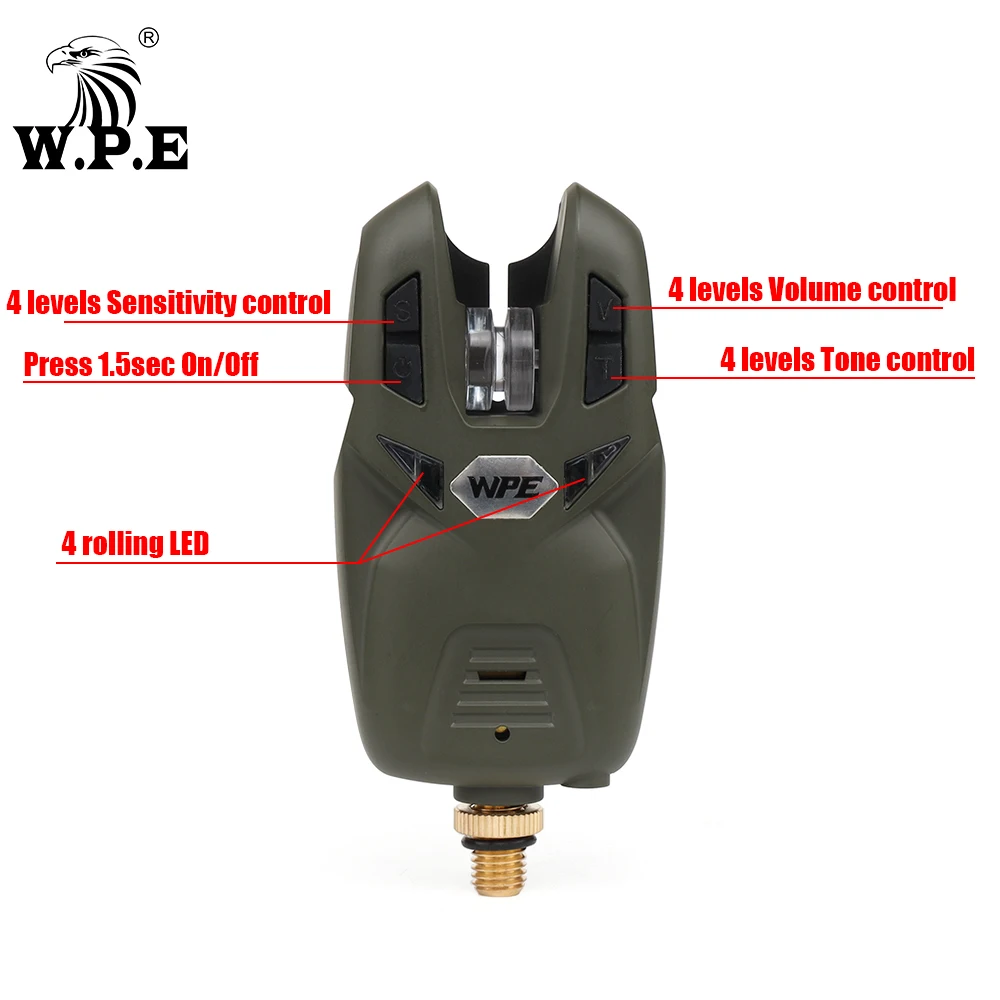 W.P.E-alarma de cebo para pesca de carpa, indicador luminoso, aparejos de alarma, accesorios de pesca, 1 Juego, 4 + 1 - imagen 5