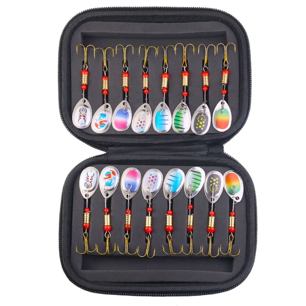 Juego de cucharas de pesca, señuelos de 16 Uds., cebos de Metal para lanzar Spinner, cebos de pesca, Kits de Señuelos de Pesca con bolsa de almacenamiento, estuche para Lucio y carpa - imagen 5
