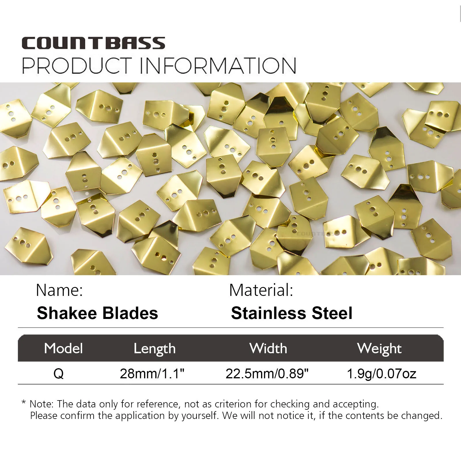 COUNTBASS 50 Uds. Cuchillas de plantilla de natación de acero inoxidable/negro/dorado, cuchillas de Chatterbait, cuchillas de batido, bailarina de plantilla de natación - imagen 4