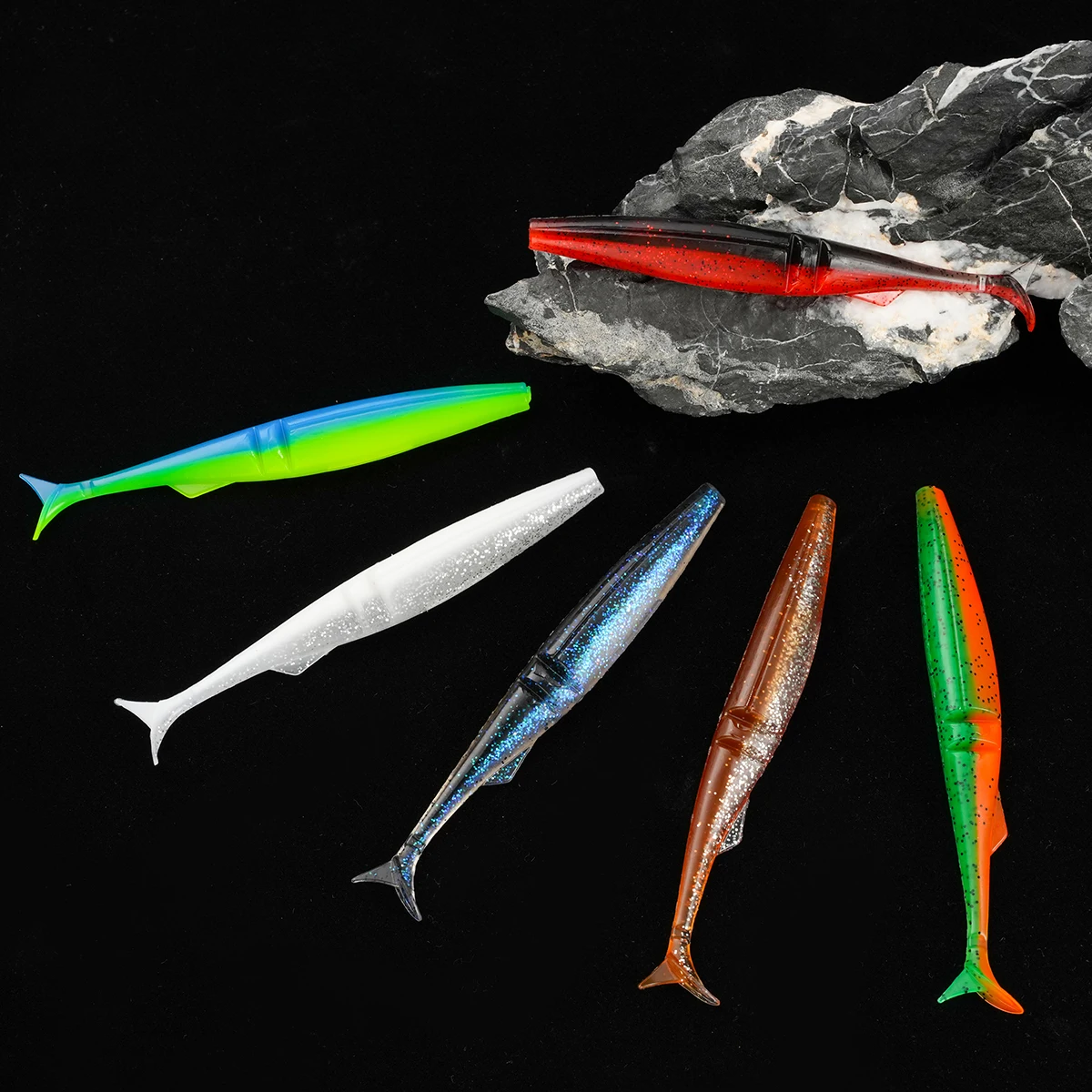 5 uds/pkt señuelo suave de pesca 120mm 9,9g cebo de cola en T de plástico gusano Artificial Swimbait - imagen 5