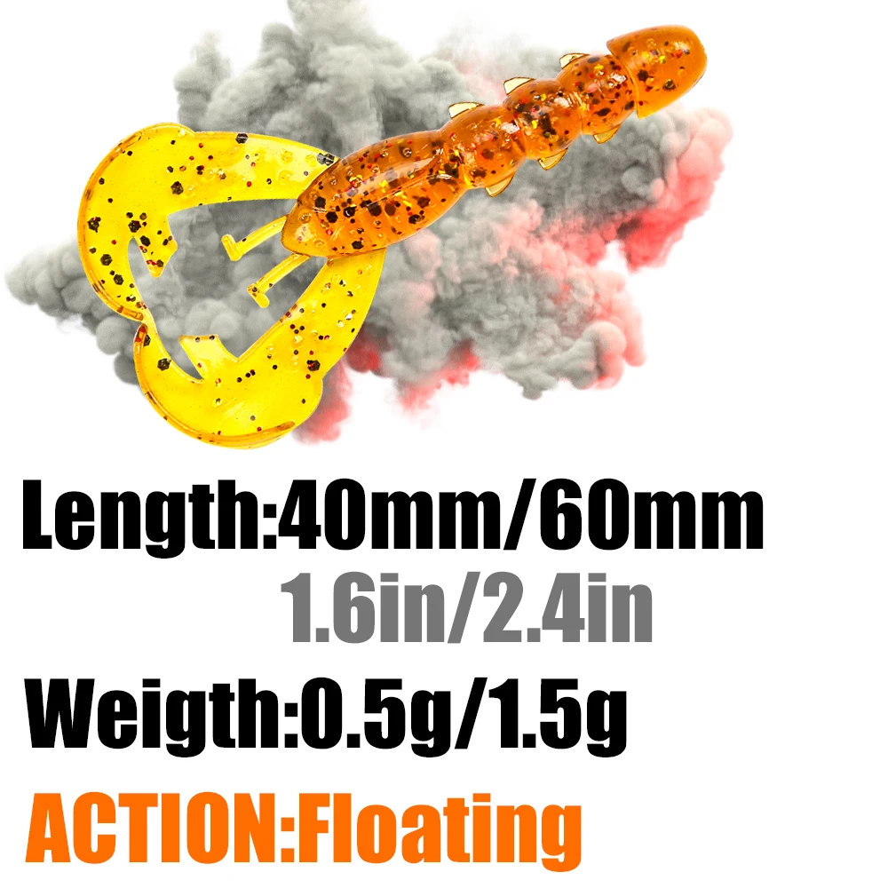 Señuelos flotantes PEAK, 40mm, 60mm, señuelo suave, Señuelos de pesca, camarones, langosta, señuelo de plástico suave, Señuelos de Pesca - imagen 2