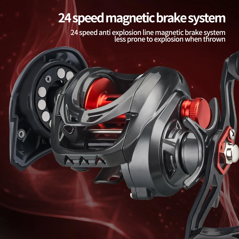 DEUKIO-carrete de pesca Baitcasting ultraligero, 5 + 1, relación 7,3: 1, salida de cerámica híbrida, freno magnético, carretes de aluminio para agua de mar - imagen 4