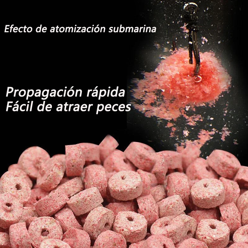 Atrayente de alimentación de Pesca, señuelo Granular hueco, nutrición, comida, sabor a pescado, aroma, Pesca, carpa, atomización, fibra, gancho para morder, cebo suave