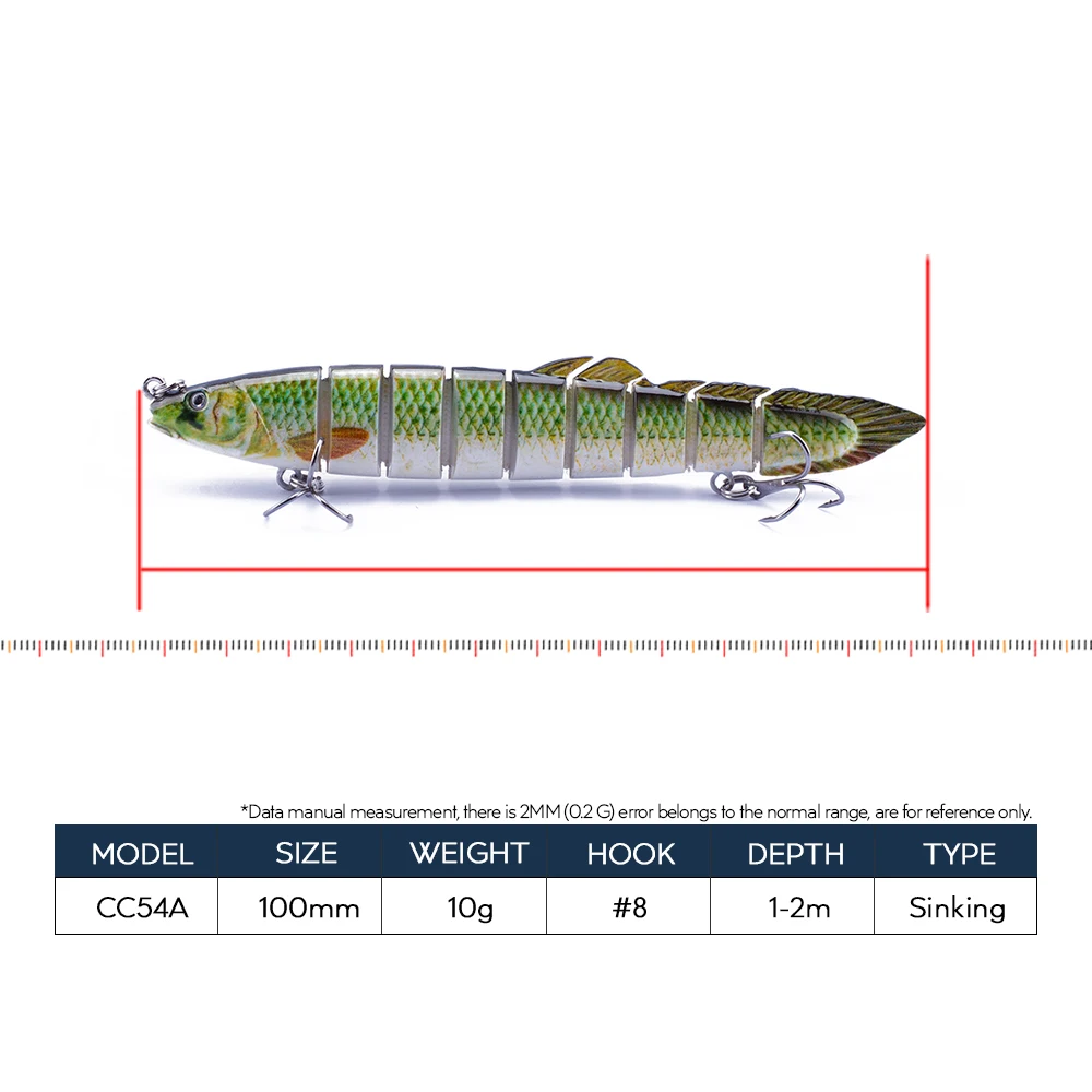 Hanlin-señuelo de pesca de Mini Anguila, cebo Artificial de calidad, 10cm, 10g, Multi articulado, Minnow Wobblers, Swimbait duro, aparejos de Lucio - imagen 2
